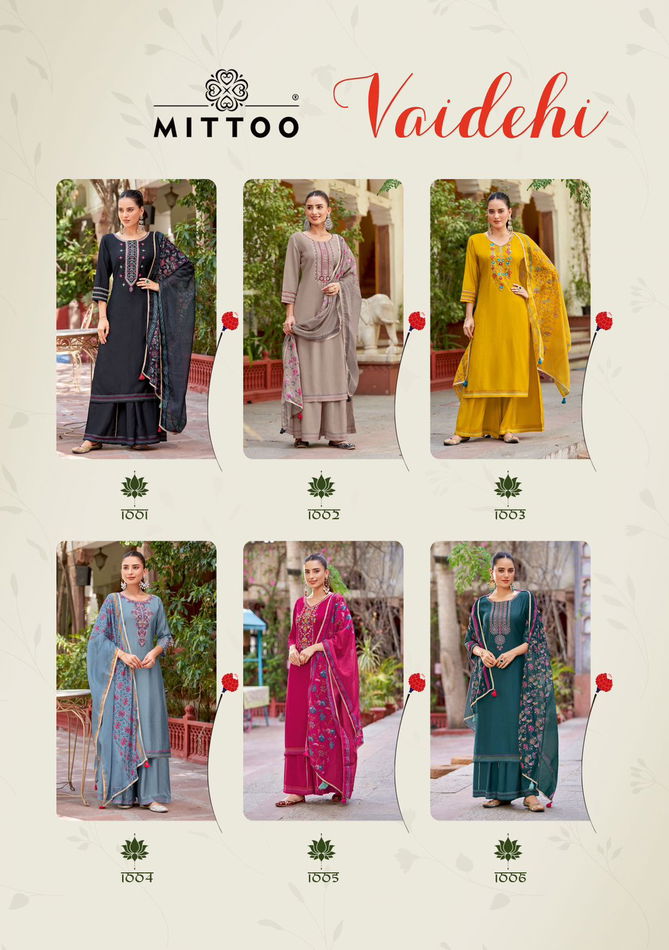 Vaidehi By Mittoo Rayon Weaving Designer Kurti With Bottom Dupatta Wholesalers In Mumbai
